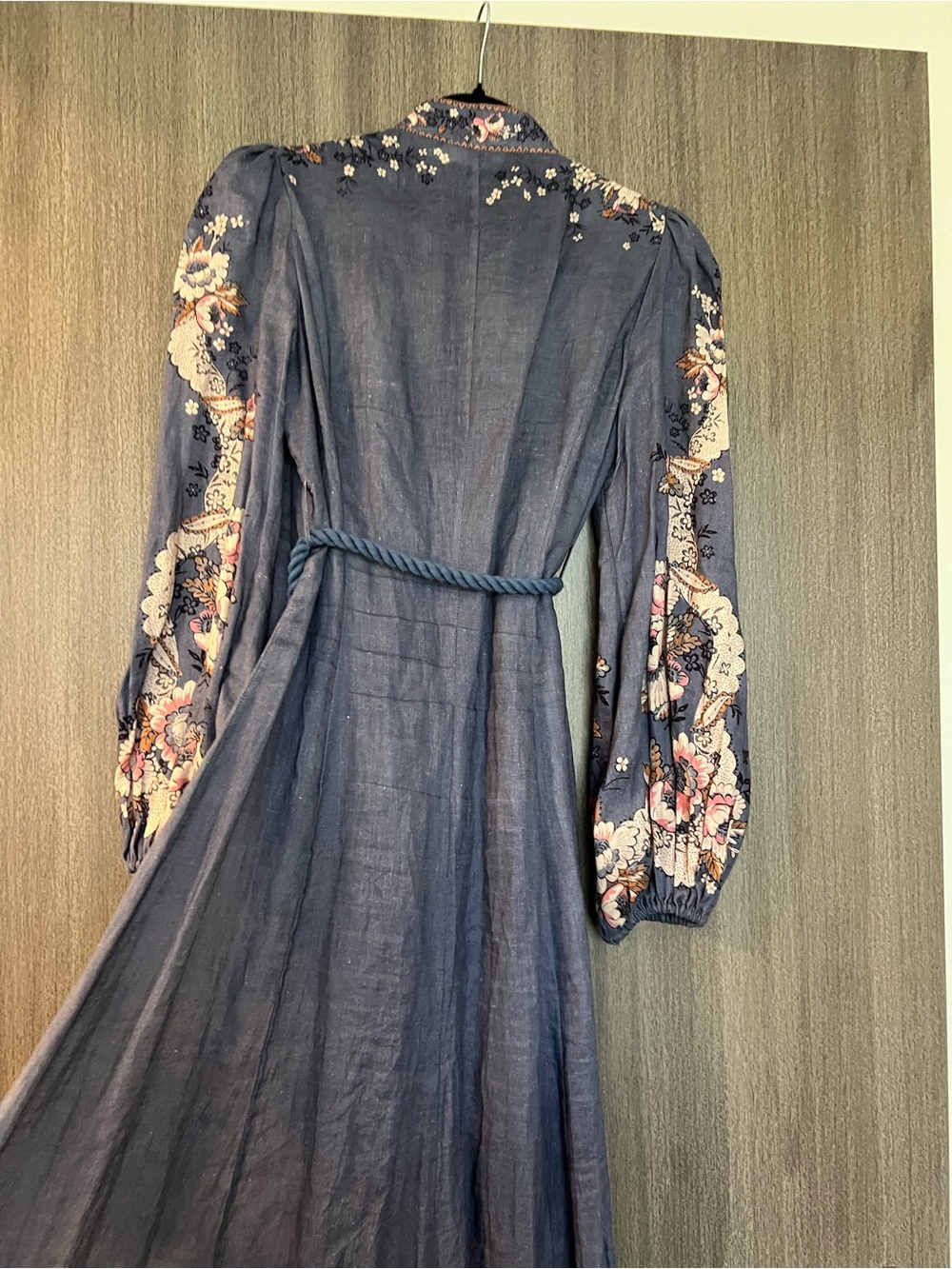 Zimmermann Navy Maxi Dress with Pink Floral Embroidery - Picture 6 of 6